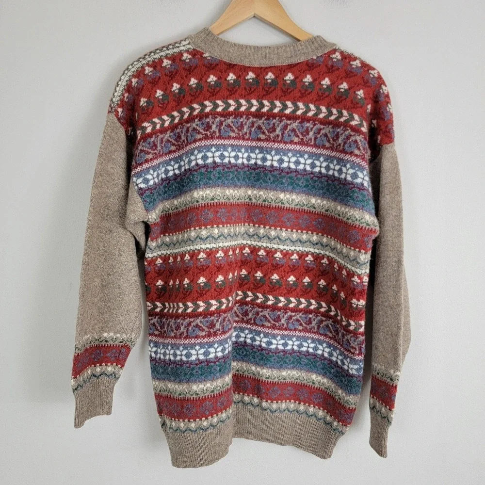 Tiffany & Tomato Pullover Sweater Women 3 Multicolor Distressed Wool Long Sleeve